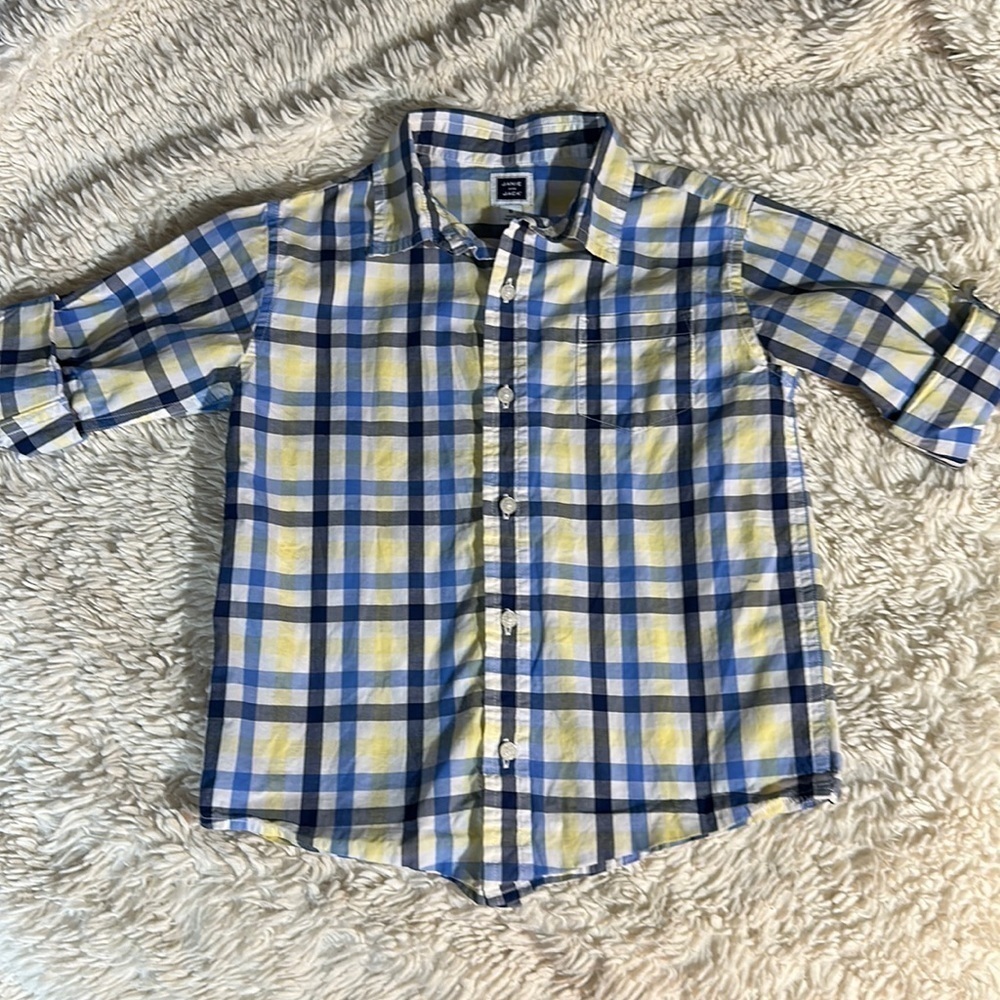 JANIE AND JACK Hamptons Cottage Plaid Roll Up Shirt Size5